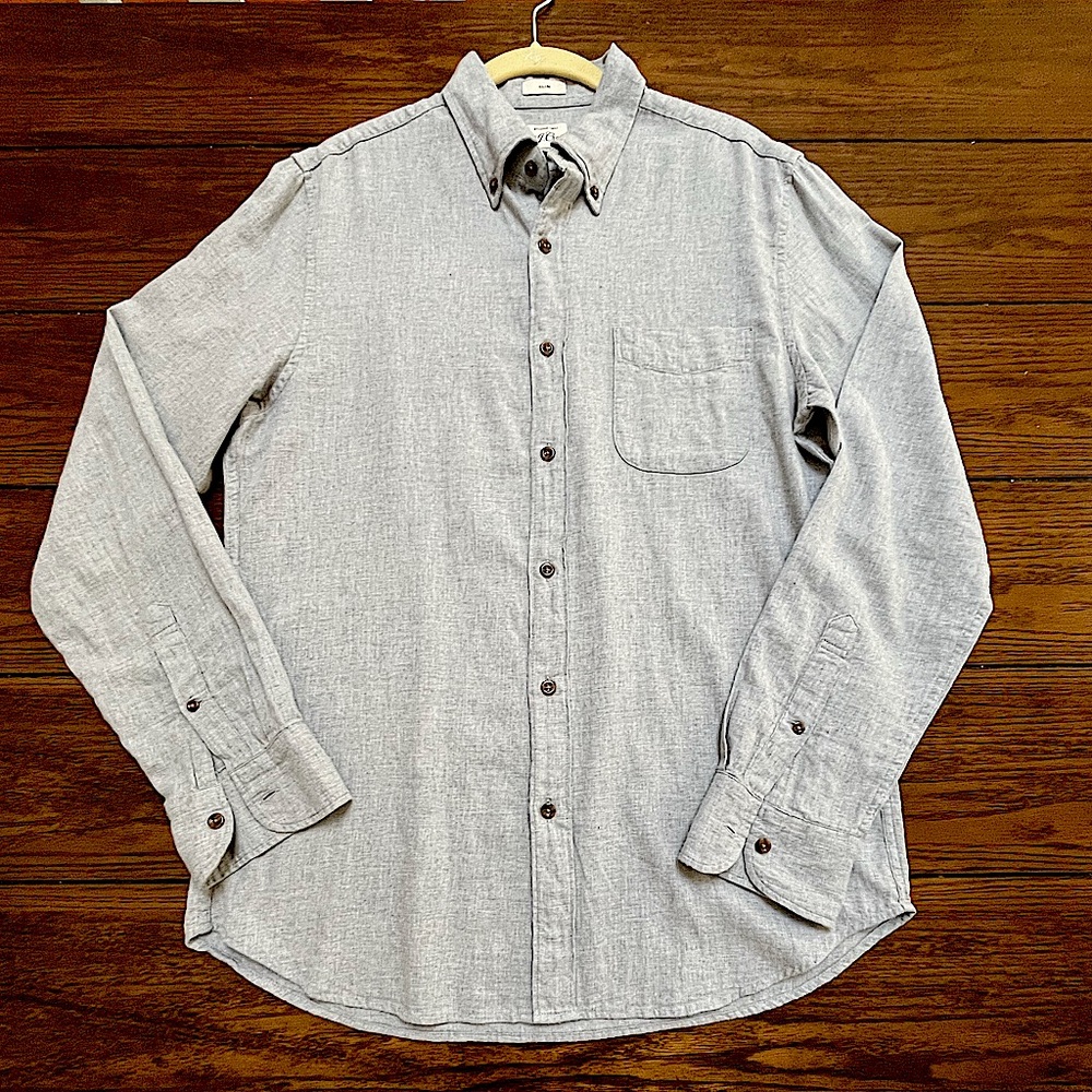 J. Crew brushed twill grey button down